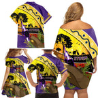 Storm ANZAC Day Family Matching Off Shoulder Short Dress and Hawaiian Shirt Rosemary Starring Night Style