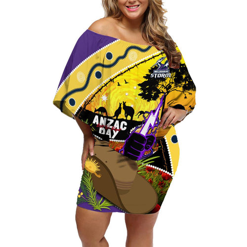 Storm ANZAC Day Family Matching Off Shoulder Short Dress and Hawaiian Shirt Rosemary Starring Night Style
