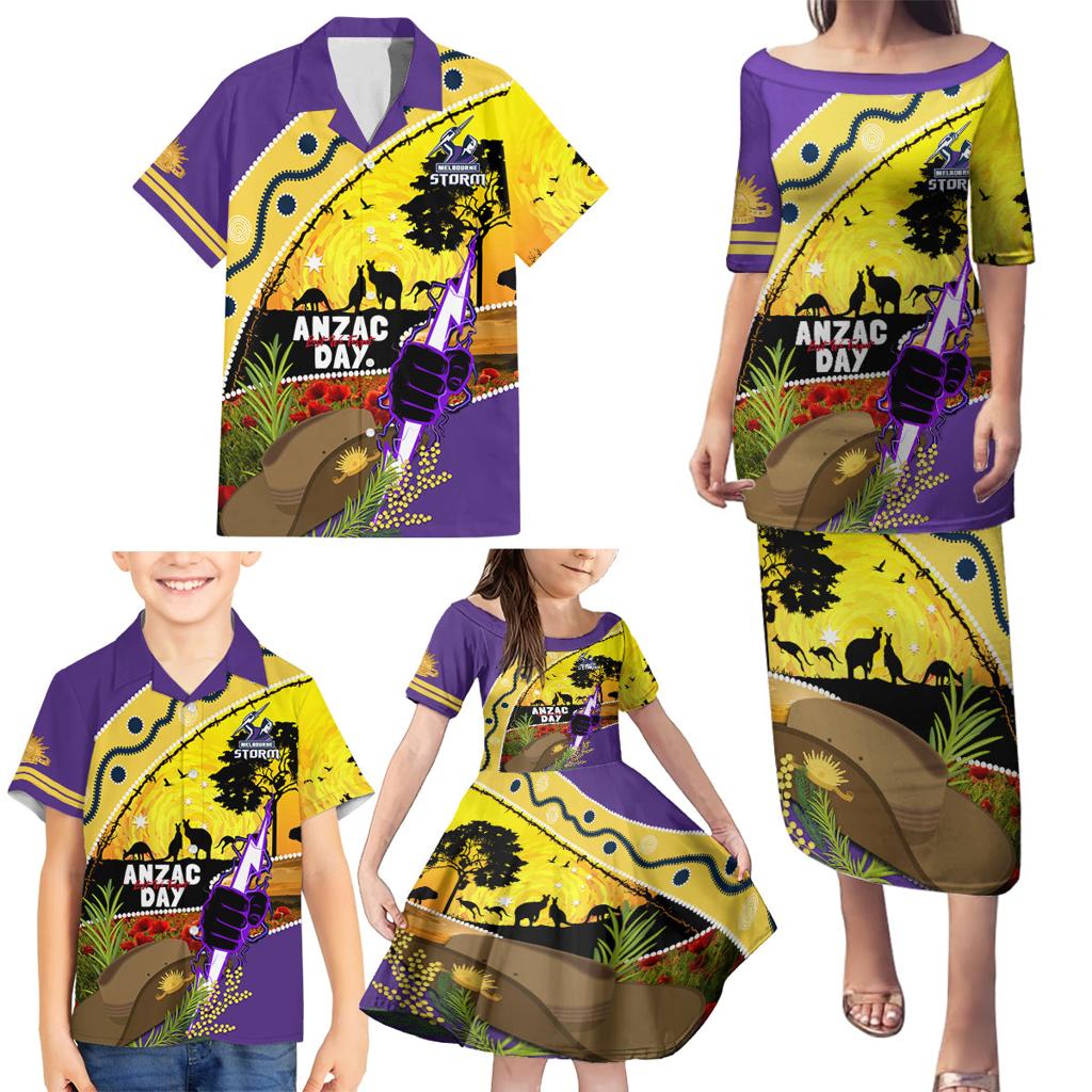 Storm ANZAC Day Family Matching Puletasi and Hawaiian Shirt Rosemary Starring Night Style