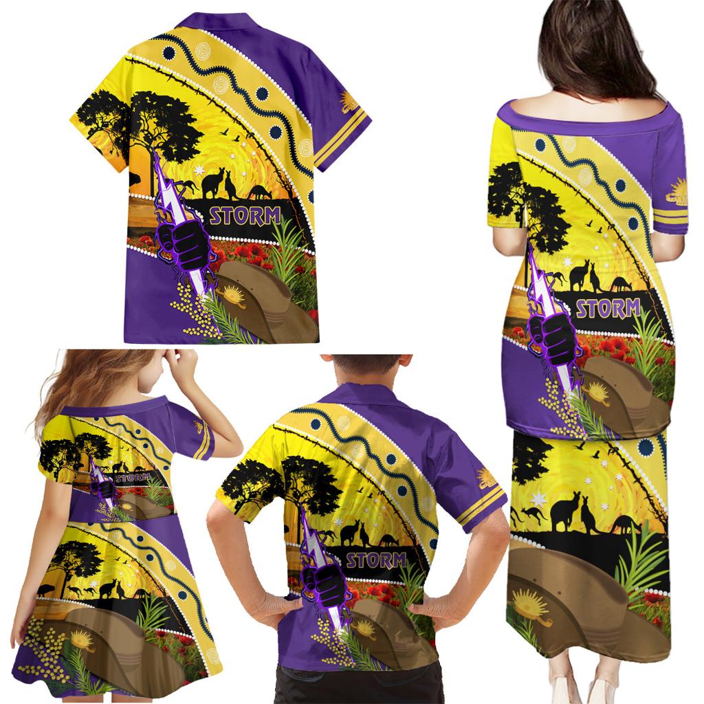 Storm ANZAC Day Family Matching Puletasi and Hawaiian Shirt Rosemary Starring Night Style