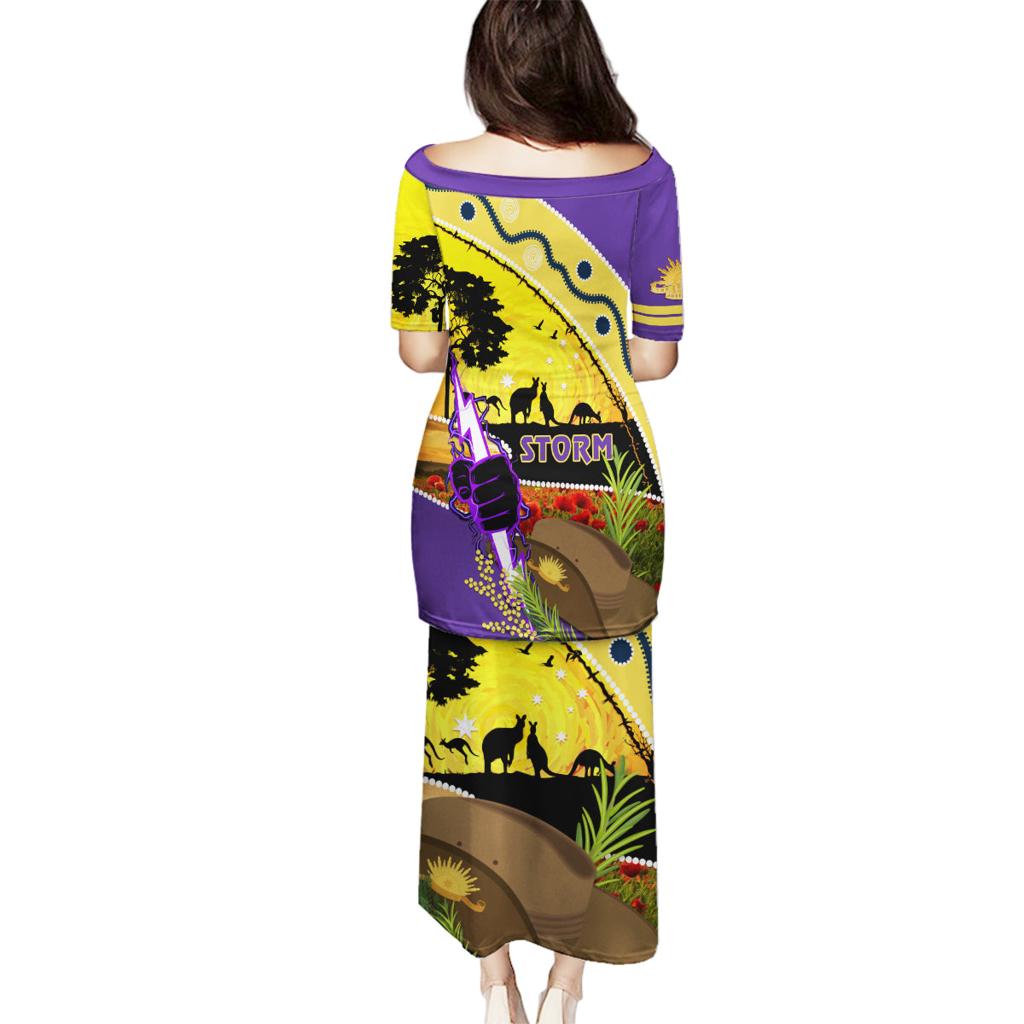 Storm ANZAC Day Family Matching Puletasi and Hawaiian Shirt Rosemary Starring Night Style