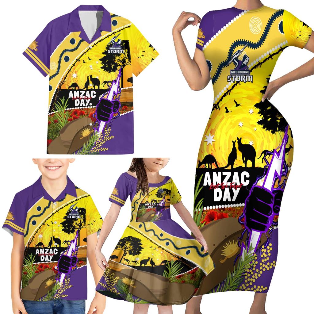 Storm ANZAC Day Family Matching Short Sleeve Bodycon Dress and Hawaiian Shirt Rosemary Starring Night Style