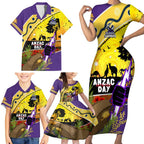 Storm ANZAC Day Family Matching Short Sleeve Bodycon Dress and Hawaiian Shirt Rosemary Starring Night Style