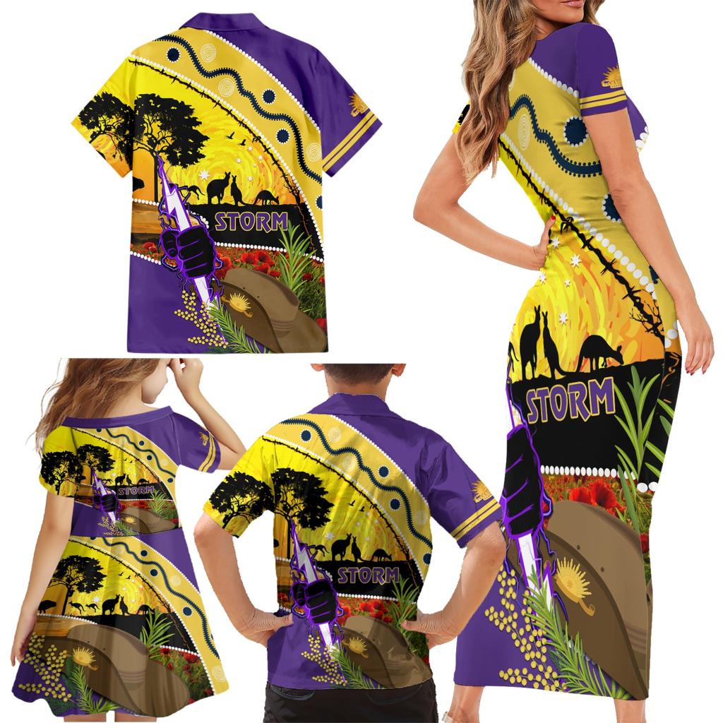 Storm ANZAC Day Family Matching Short Sleeve Bodycon Dress and Hawaiian Shirt Rosemary Starring Night Style