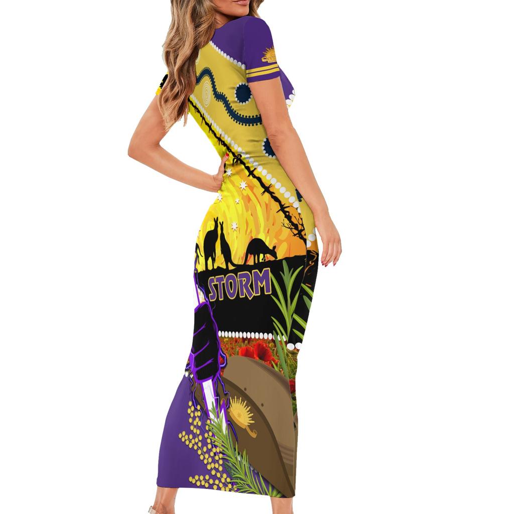 Storm ANZAC Day Family Matching Short Sleeve Bodycon Dress and Hawaiian Shirt Rosemary Starring Night Style