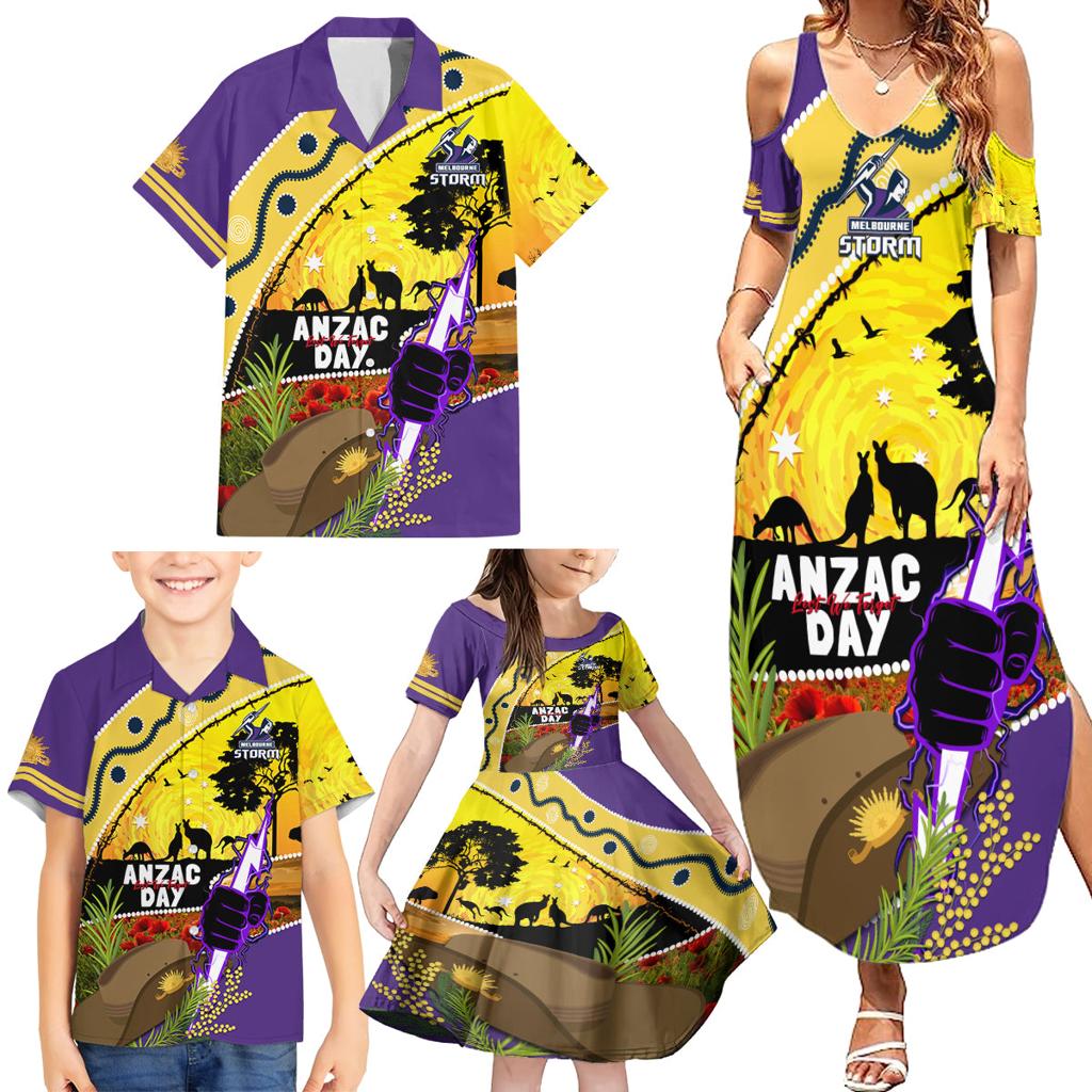 Storm ANZAC Day Family Matching Summer Maxi Dress and Hawaiian Shirt Rosemary Starring Night Style
