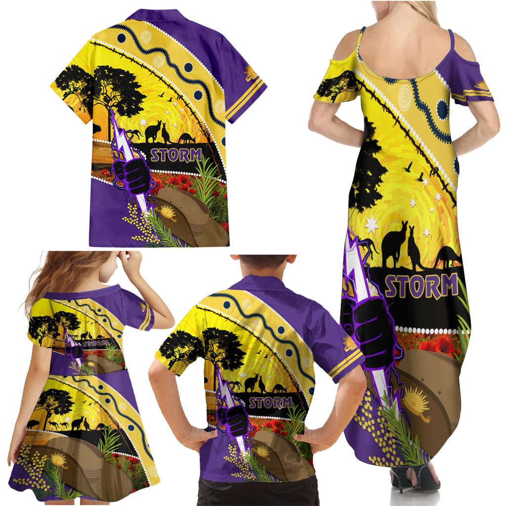 Storm ANZAC Day Family Matching Summer Maxi Dress and Hawaiian Shirt Rosemary Starring Night Style