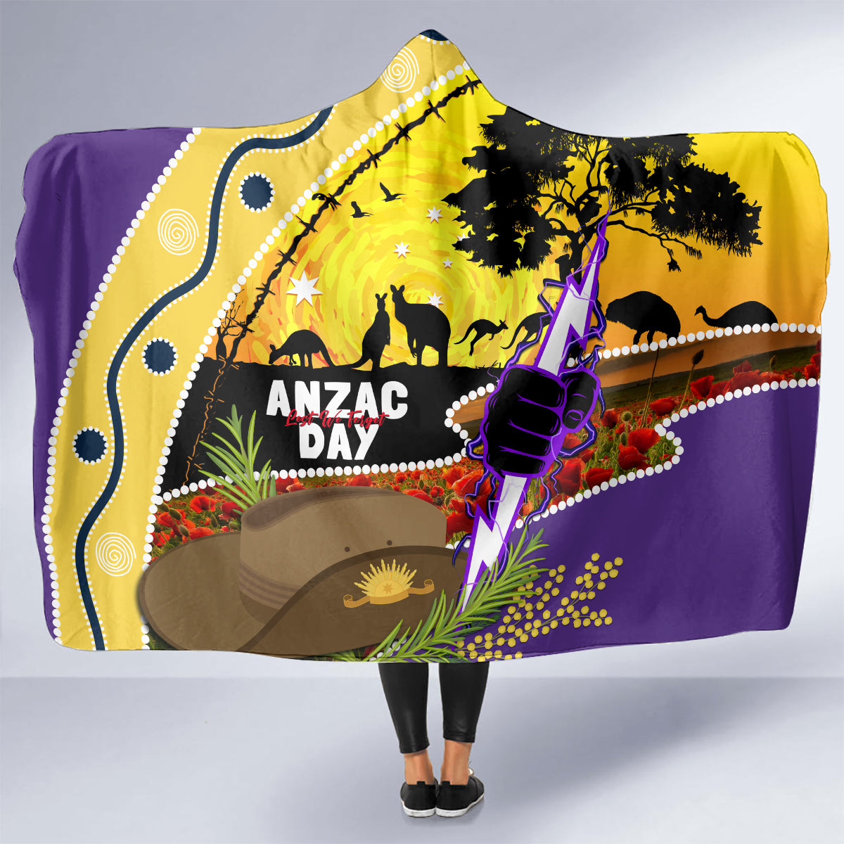 Storm ANZAC Day Hooded Blanket Rosemary Starring Night Style