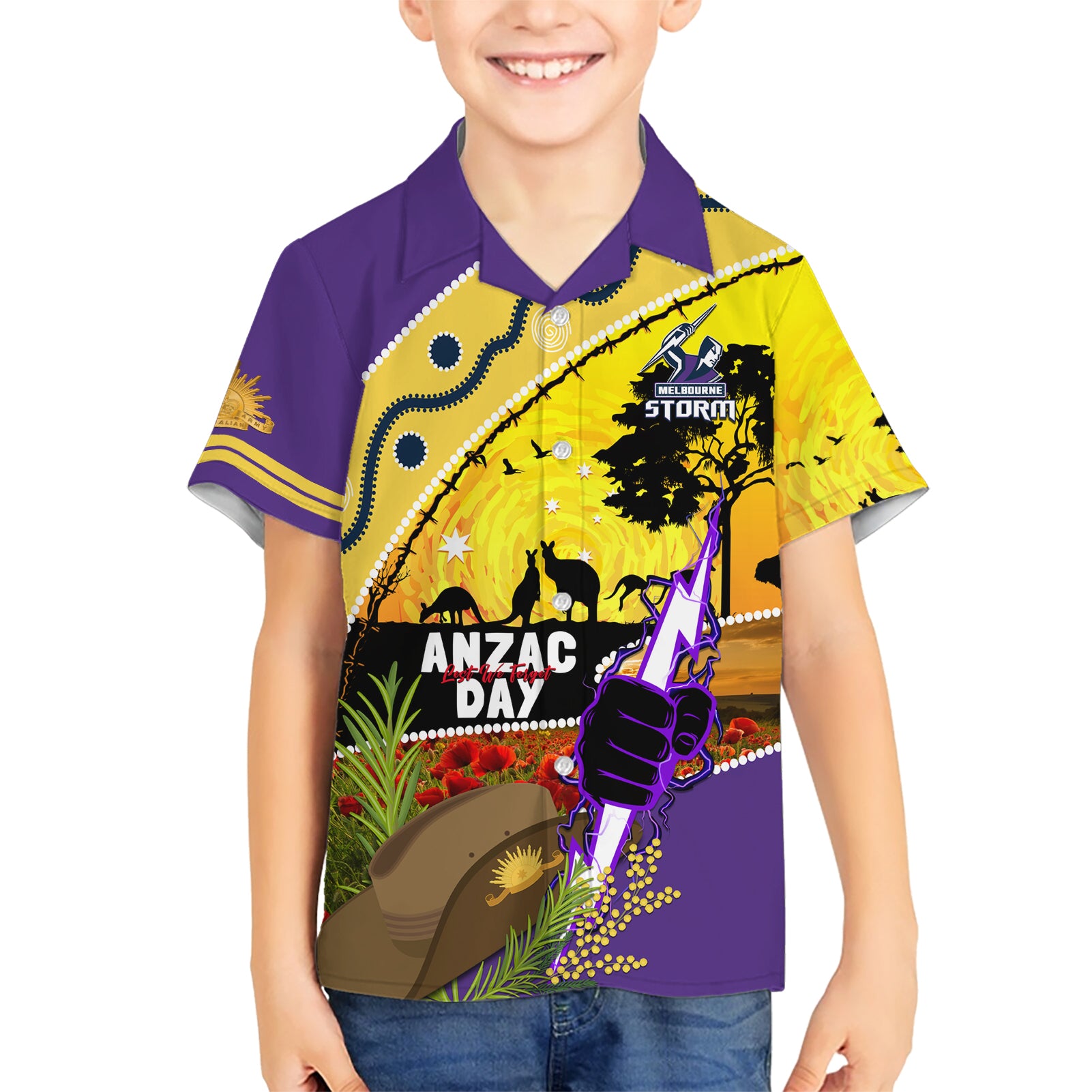 Storm ANZAC Day Kid Hawaiian Shirt Rosemary Starring Night Style