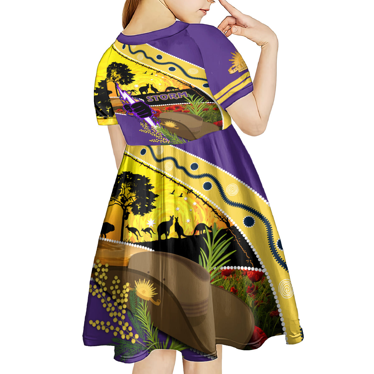 Storm ANZAC Day Kid Short Sleeve Dress Rosemary Starring Night Style