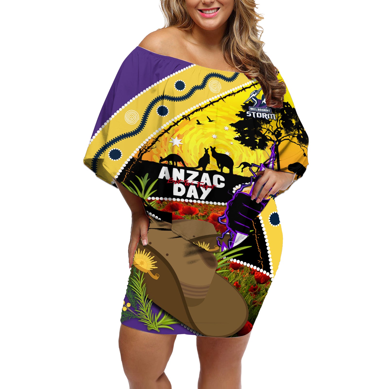 Storm ANZAC Day Off Shoulder Short Dress Rosemary Starring Night Style
