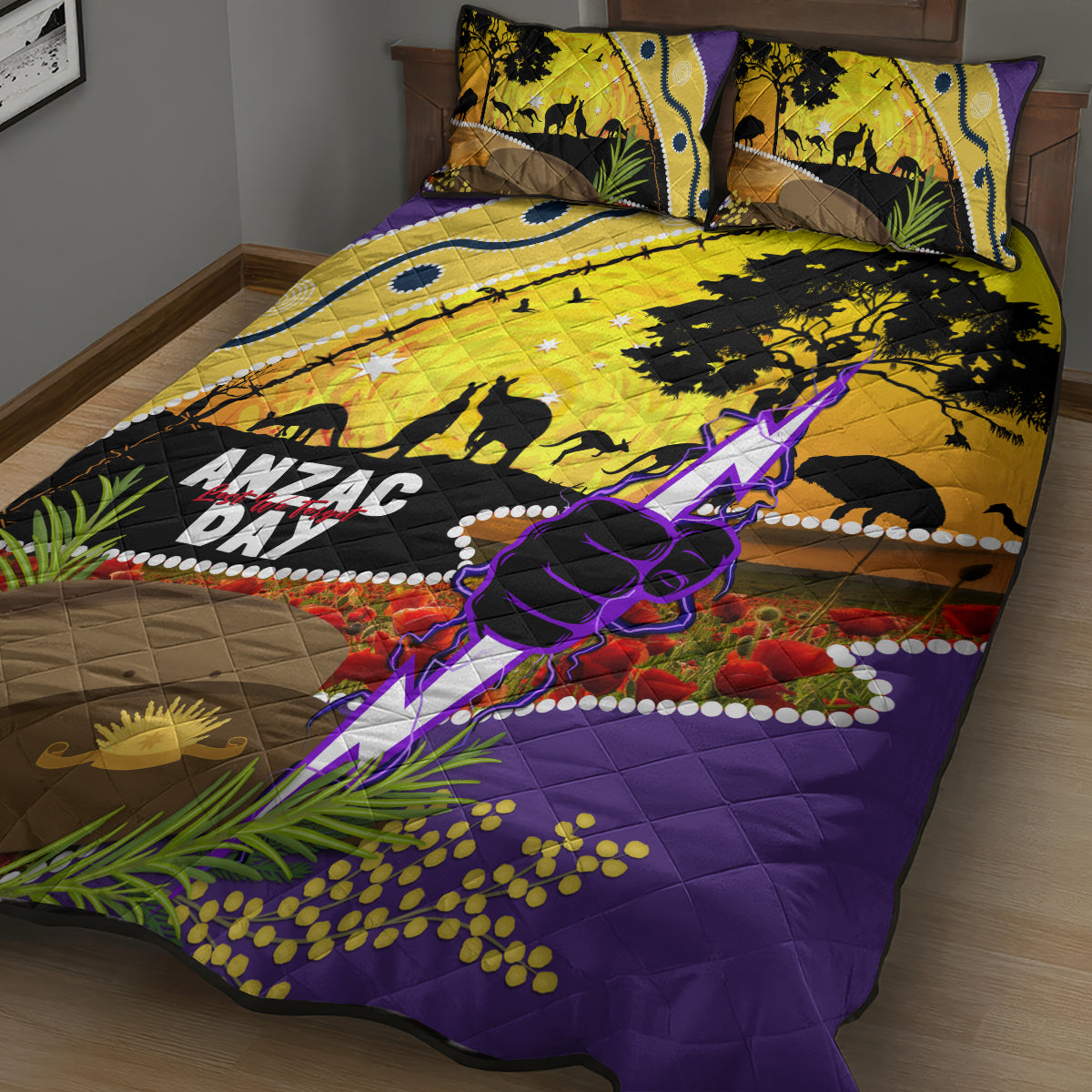 Storm ANZAC Day Quilt Bed Set Rosemary Starring Night Style