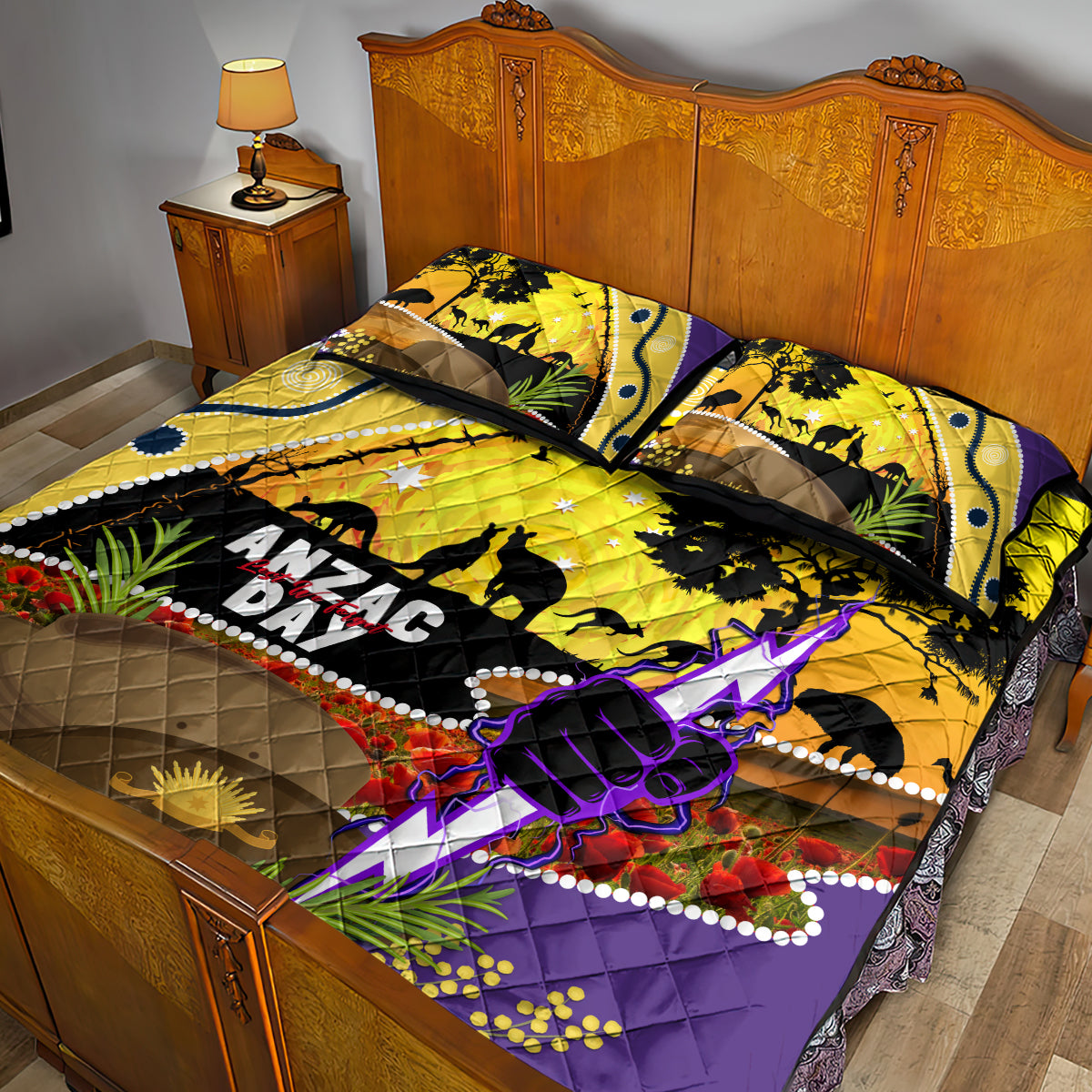 Storm ANZAC Day Quilt Bed Set Rosemary Starring Night Style