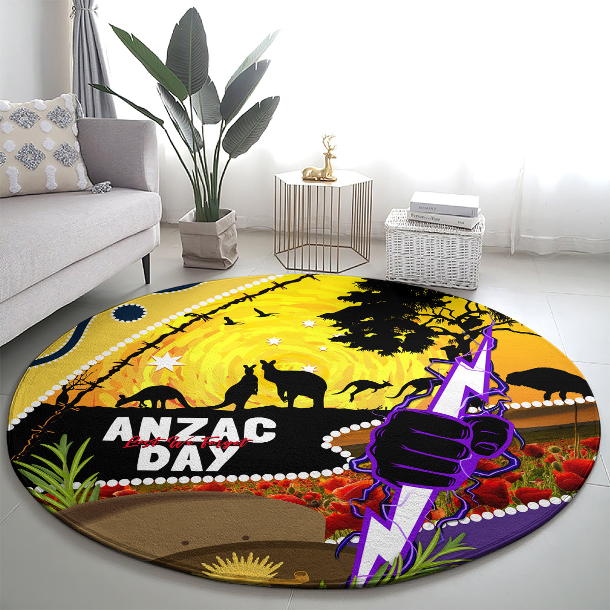 Storm ANZAC Day Round Carpet Rosemary Starring Night Style
