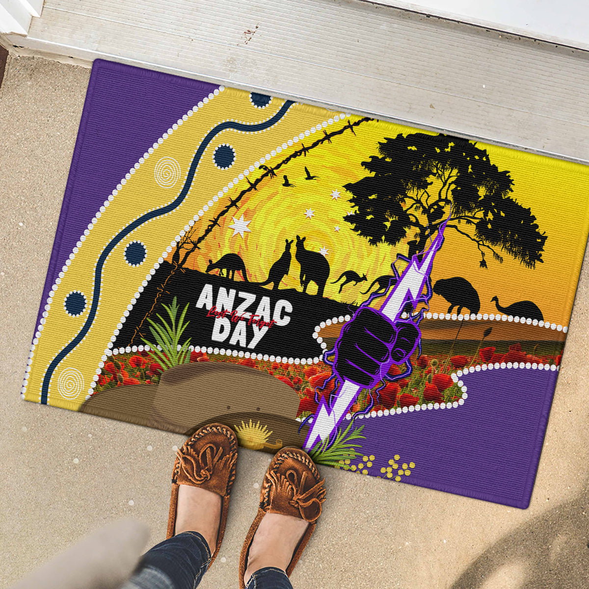 Storm ANZAC Day Rubber Doormat Rosemary Starring Night Style