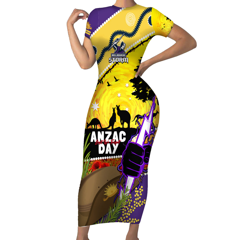 Storm ANZAC Day Short Sleeve Bodycon Dress Rosemary Starring Night Style
