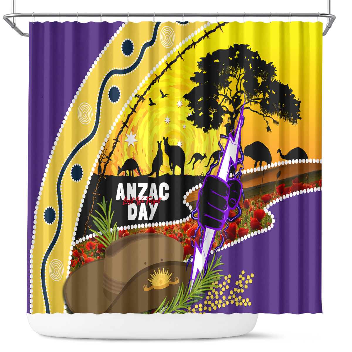 Storm ANZAC Day Shower Curtain Rosemary Starring Night Style