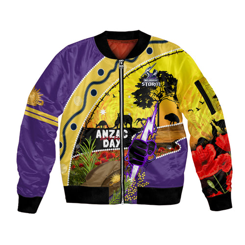 Storm ANZAC Day Sleeve Zip Bomber Jacket Rosemary Starring Night Style