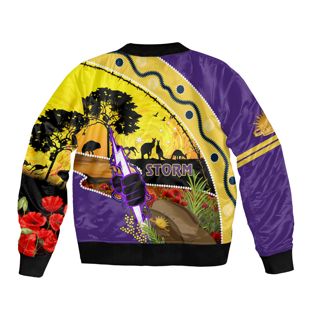 Storm ANZAC Day Sleeve Zip Bomber Jacket Rosemary Starring Night Style