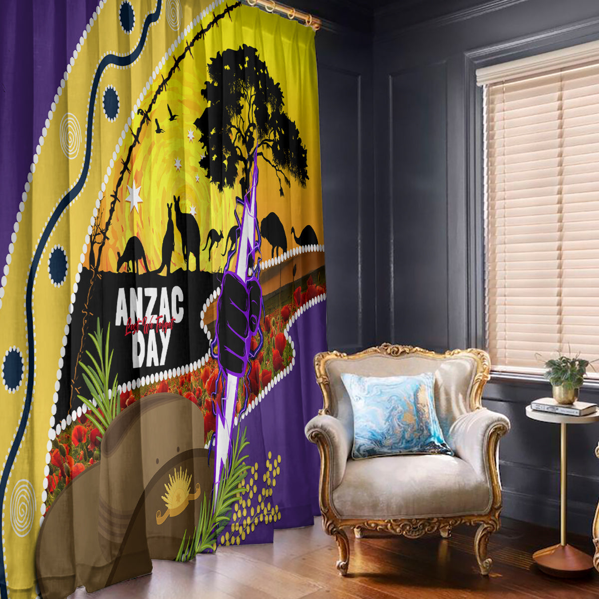 Storm ANZAC Day Window Curtain Rosemary Starring Night Style