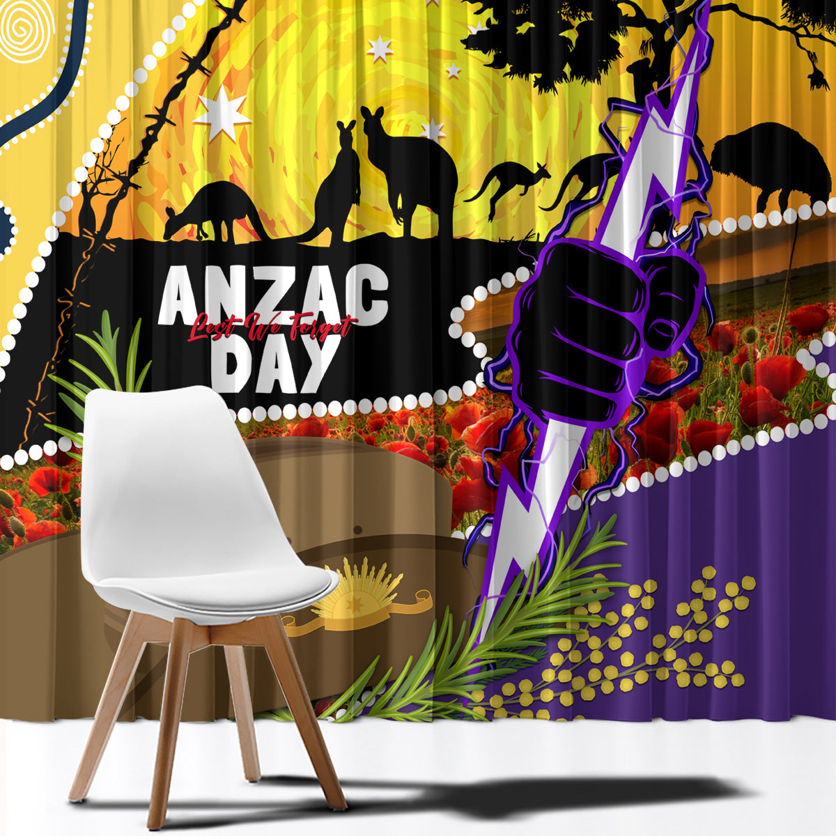 Storm ANZAC Day Window Curtain Rosemary Starring Night Style