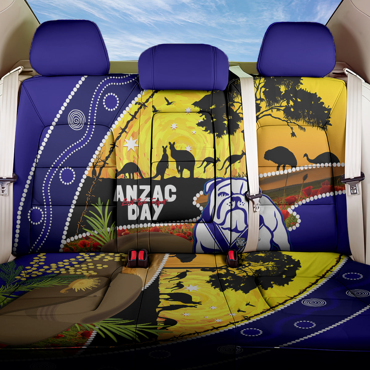 Bulldogs ANZAC Day Back Car Seat Cover Rosemary Starring Night Style