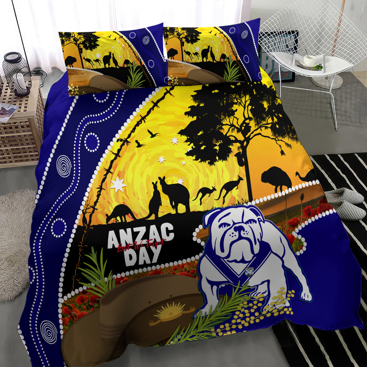 Bulldogs ANZAC Day Bedding Set Rosemary Starring Night Style