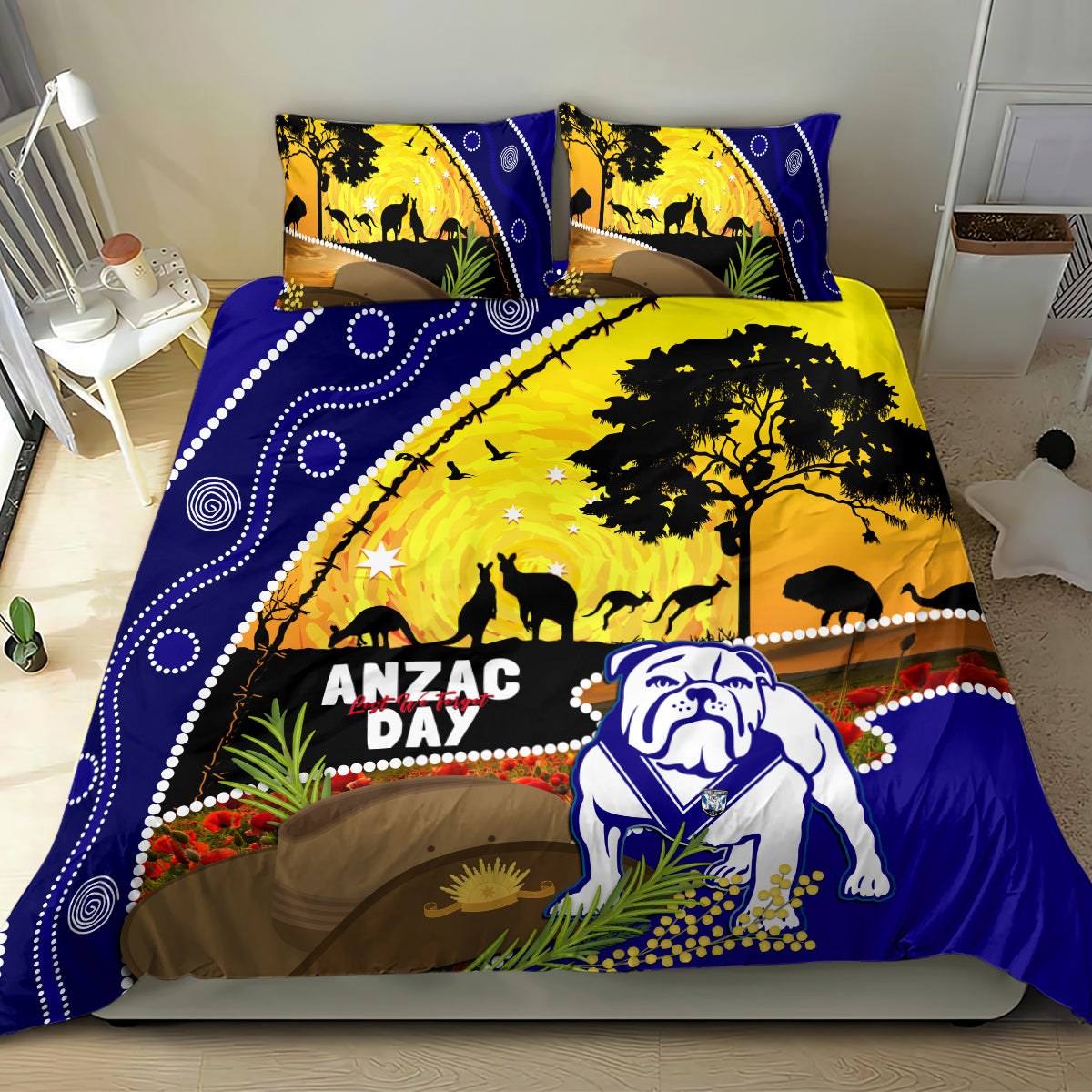 Bulldogs ANZAC Day Bedding Set Rosemary Starring Night Style