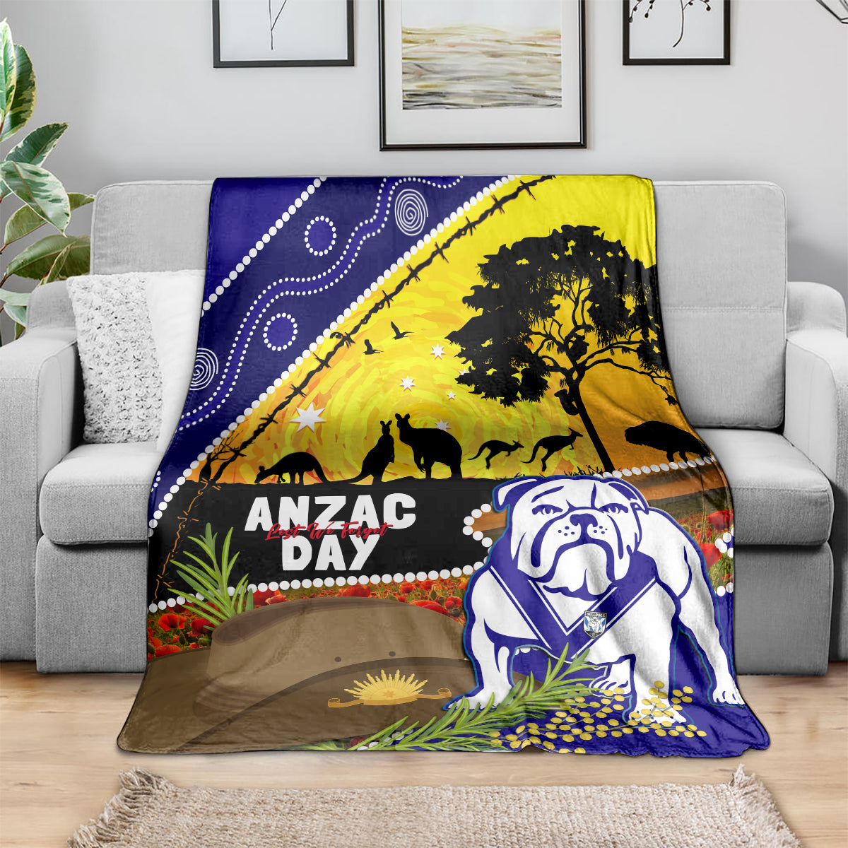 Bulldogs ANZAC Day Blanket Rosemary Starring Night Style