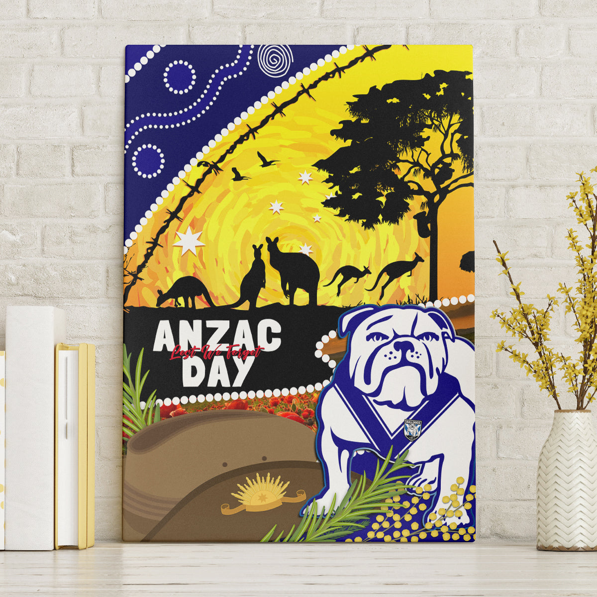 Bulldogs ANZAC Day Canvas Wall Art Rosemary Starring Night Style
