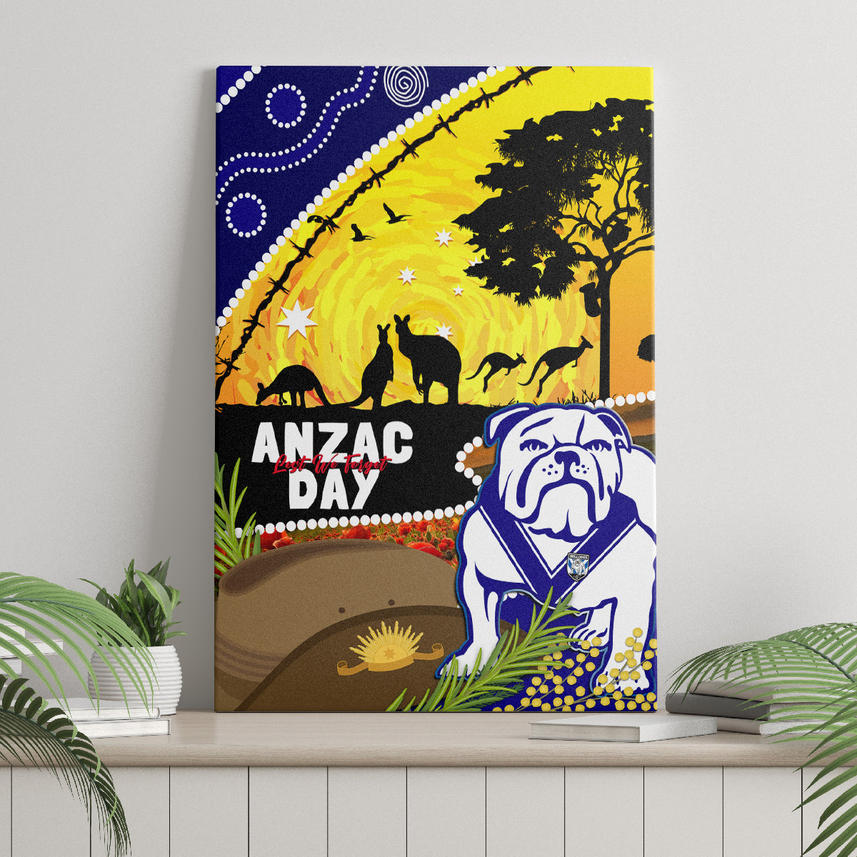 Bulldogs ANZAC Day Canvas Wall Art Rosemary Starring Night Style