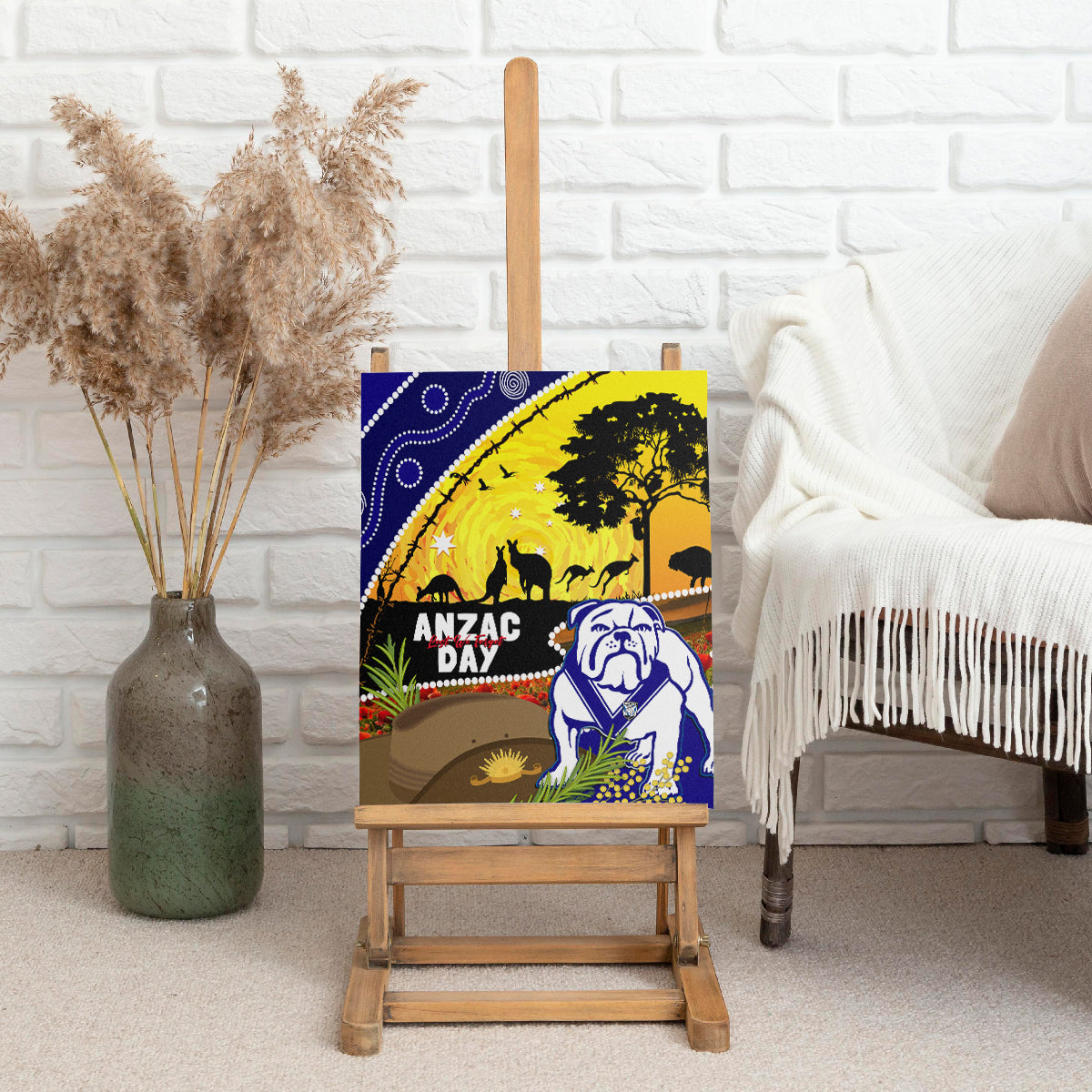 Bulldogs ANZAC Day Canvas Wall Art Rosemary Starring Night Style