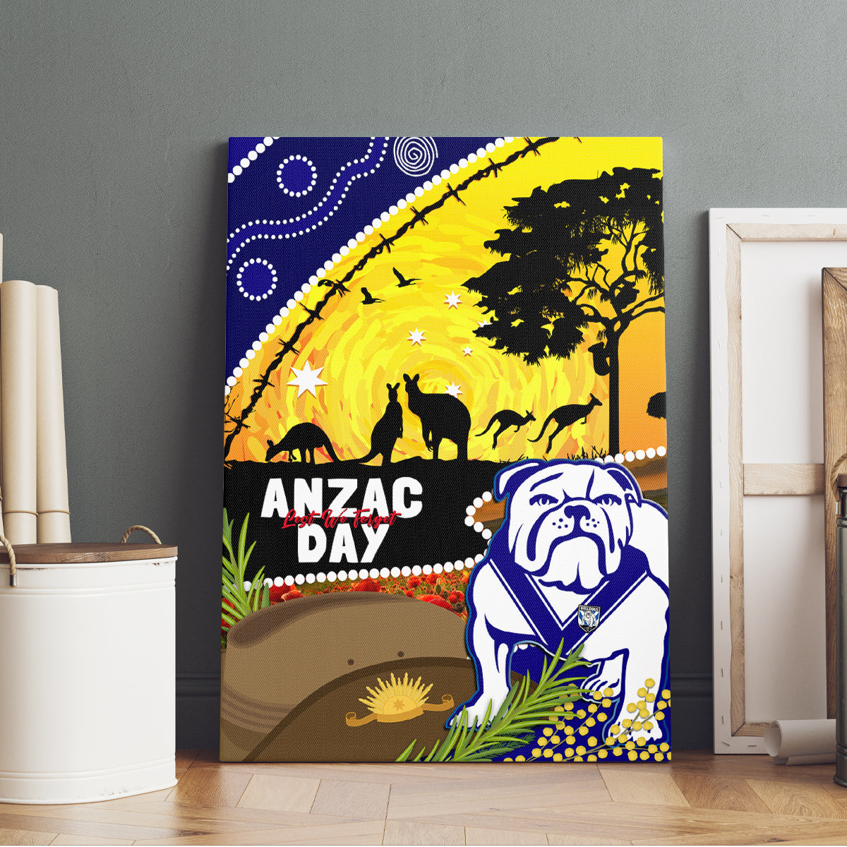 Bulldogs ANZAC Day Canvas Wall Art Rosemary Starring Night Style