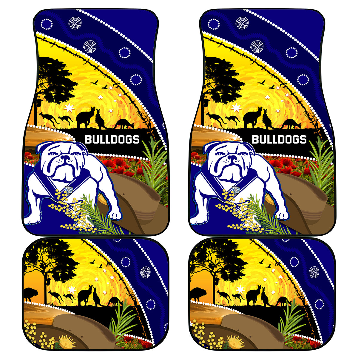 Bulldogs ANZAC Day Car Mats Rosemary Starring Night Style