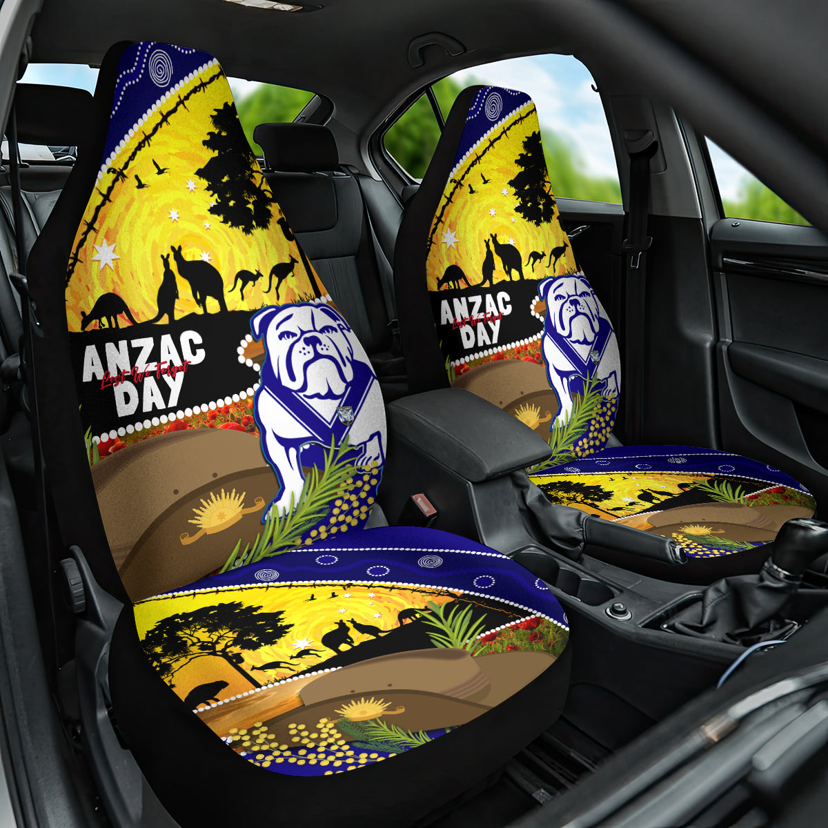 Bulldogs ANZAC Day Car Seat Cover Rosemary Starring Night Style