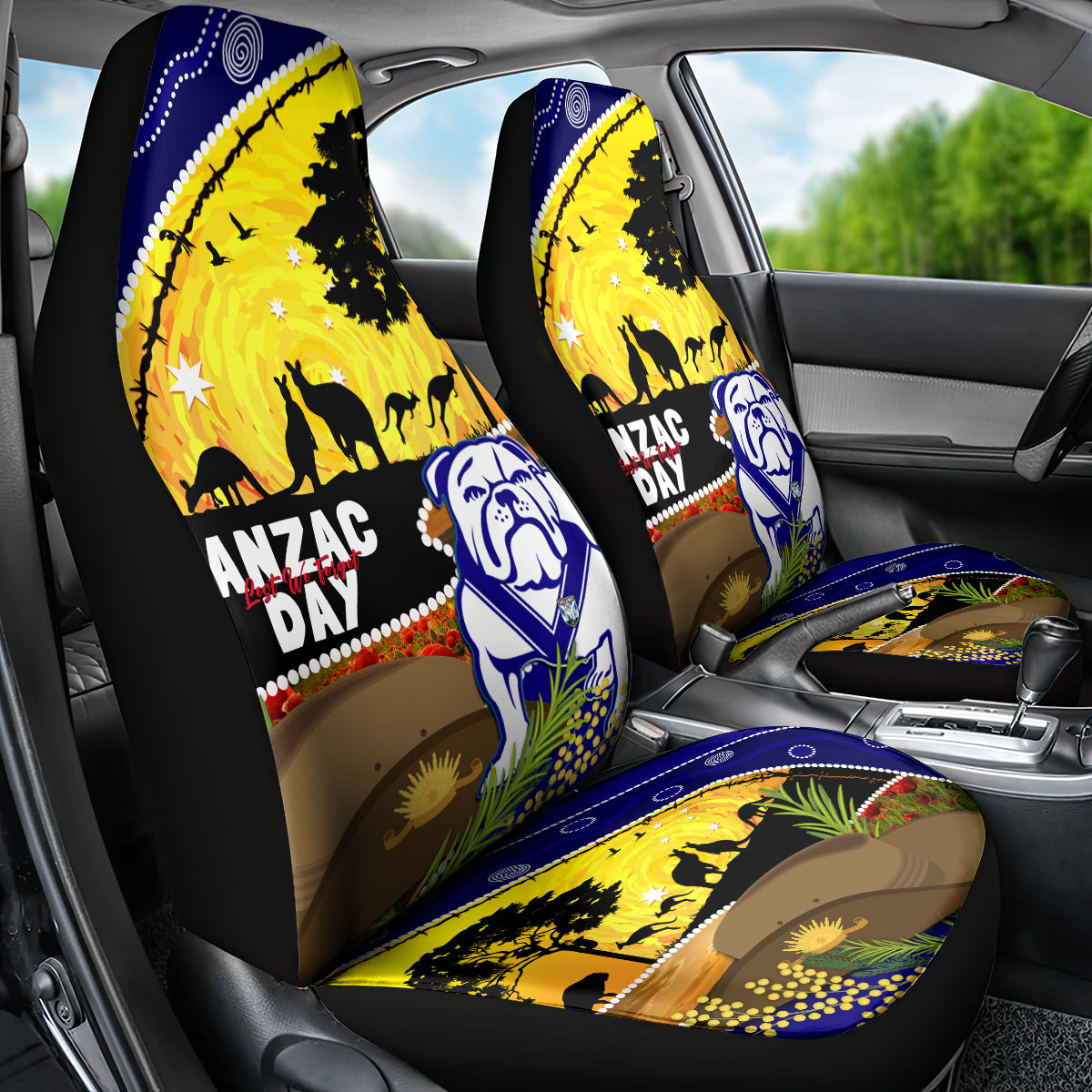 Bulldogs ANZAC Day Car Seat Cover Rosemary Starring Night Style