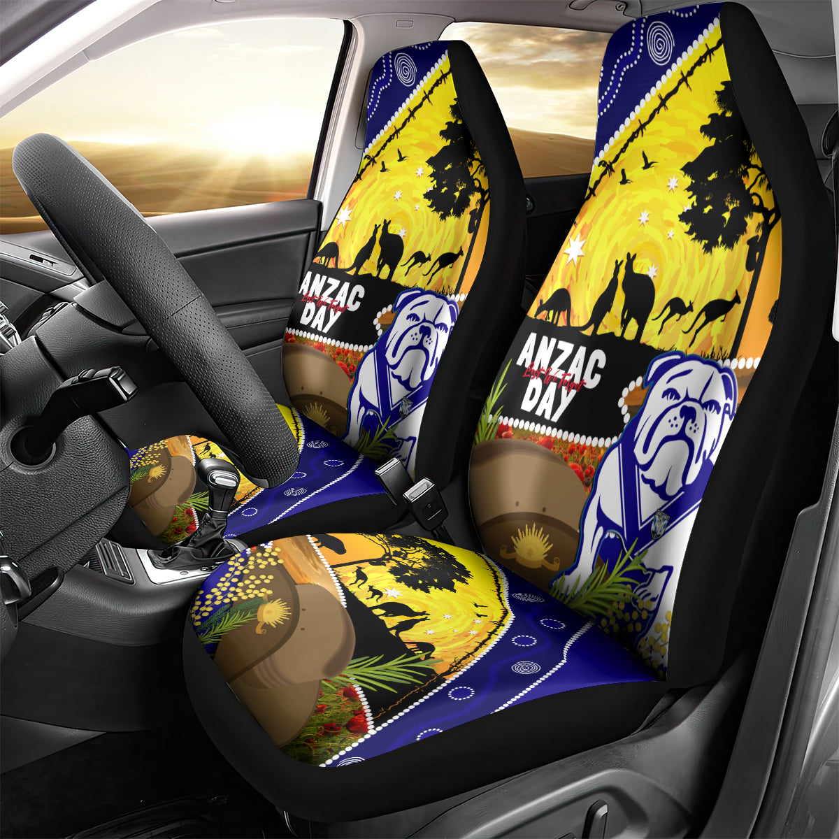 Bulldogs ANZAC Day Car Seat Cover Rosemary Starring Night Style