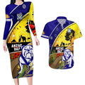 Bulldogs ANZAC Day Couples Matching Long Sleeve Bodycon Dress and Hawaiian Shirt Rosemary Starring Night Style