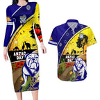 Bulldogs ANZAC Day Couples Matching Long Sleeve Bodycon Dress and Hawaiian Shirt Rosemary Starring Night Style