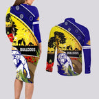 Bulldogs ANZAC Day Couples Matching Long Sleeve Bodycon Dress and Long Sleeve Button Shirt Rosemary Starring Night Style
