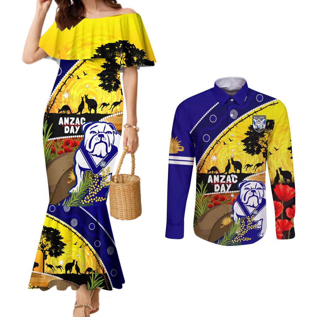 Bulldogs ANZAC Day Couples Matching Mermaid Dress and Long Sleeve Button Shirt Rosemary Starring Night Style