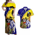 Bulldogs ANZAC Day Couples Matching Off Shoulder Maxi Dress and Hawaiian Shirt Rosemary Starring Night Style