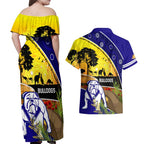 Bulldogs ANZAC Day Couples Matching Off Shoulder Maxi Dress and Hawaiian Shirt Rosemary Starring Night Style