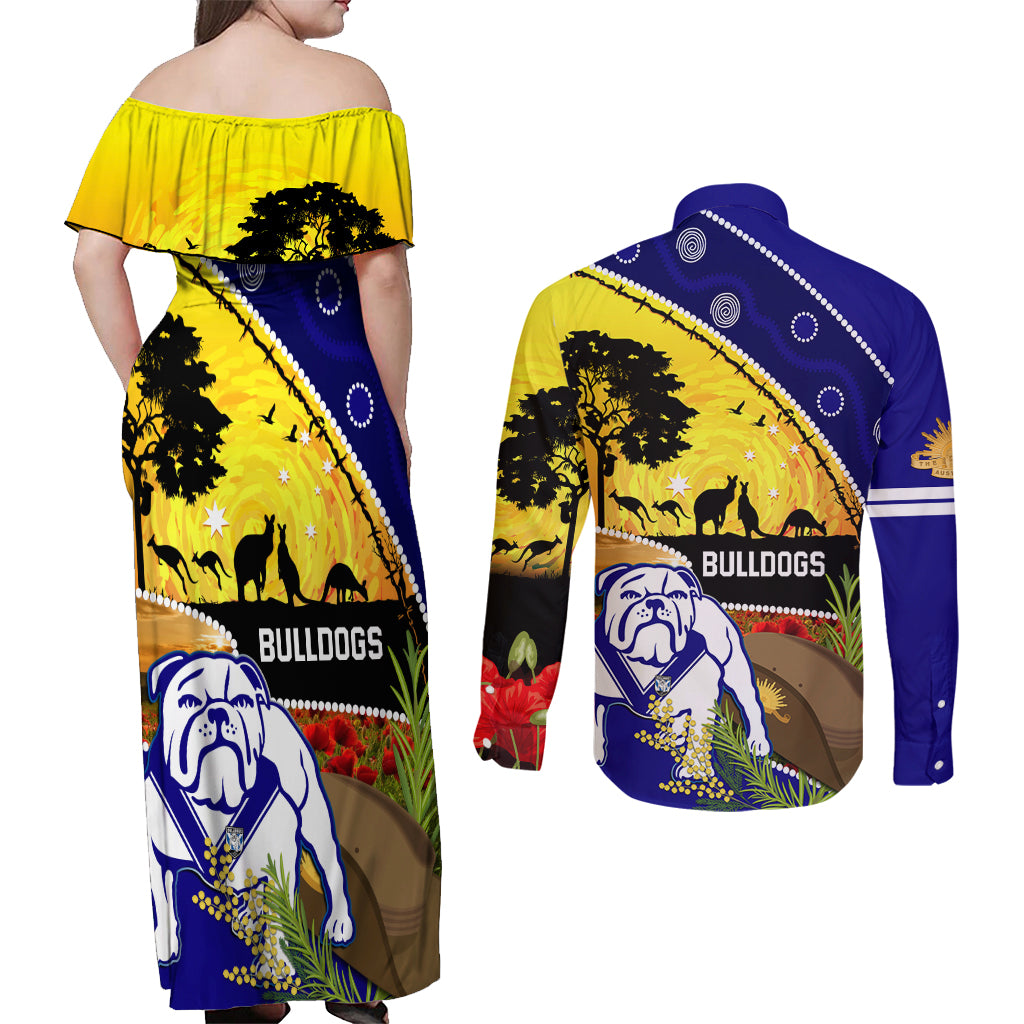 Bulldogs ANZAC Day Couples Matching Off Shoulder Maxi Dress and Long Sleeve Button Shirt Rosemary Starring Night Style