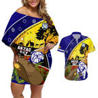 Bulldogs ANZAC Day Couples Matching Off Shoulder Short Dress and Hawaiian Shirt Rosemary Starring Night Style