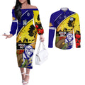 Bulldogs ANZAC Day Couples Matching Off The Shoulder Long Sleeve Dress and Long Sleeve Button Shirt Rosemary Starring Night Style