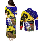 Bulldogs ANZAC Day Couples Matching Puletasi and Long Sleeve Button Shirt Rosemary Starring Night Style