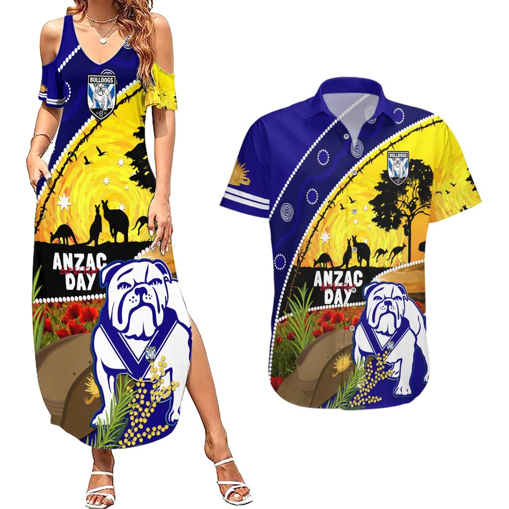 Bulldogs ANZAC Day Couples Matching Summer Maxi Dress and Hawaiian Shirt Rosemary Starring Night Style