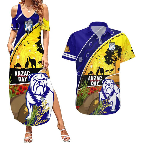 Bulldogs ANZAC Day Couples Matching Summer Maxi Dress and Hawaiian Shirt Rosemary Starring Night Style