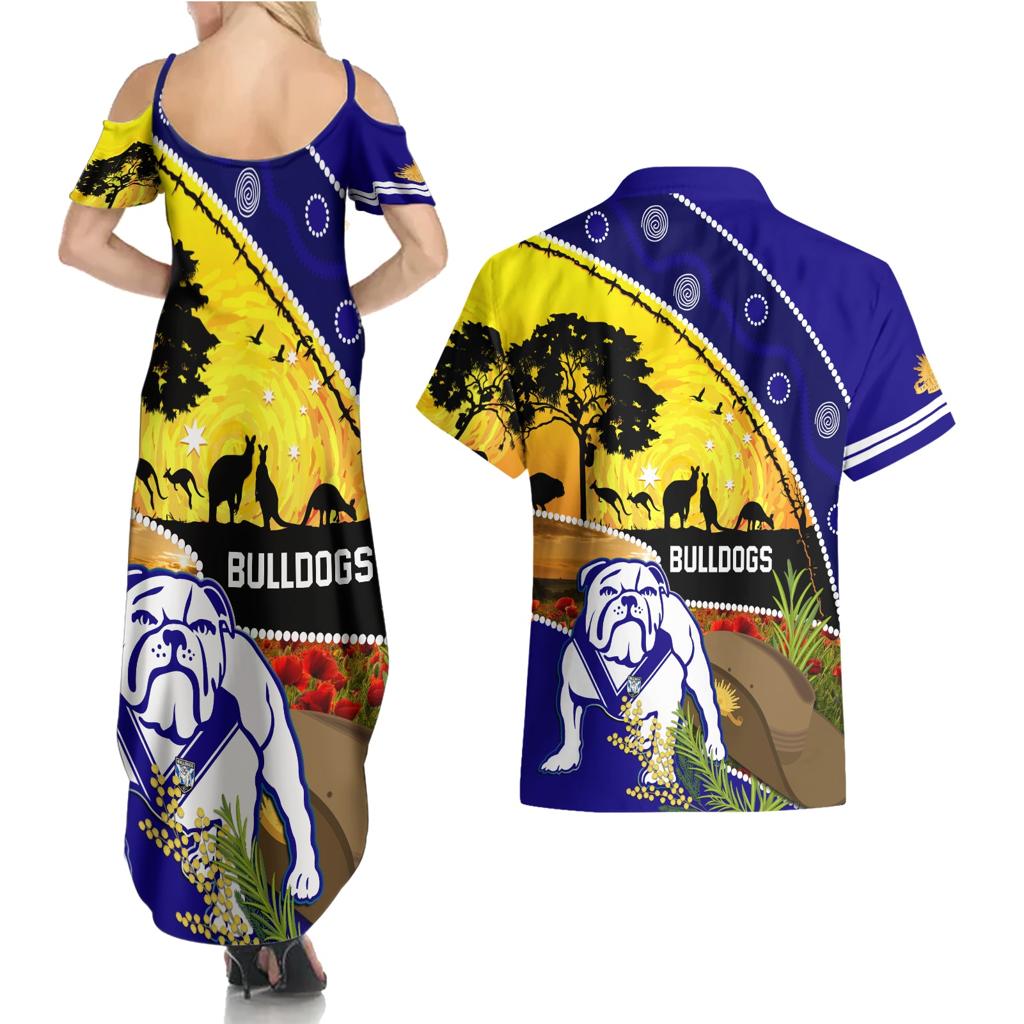 Bulldogs ANZAC Day Couples Matching Summer Maxi Dress and Hawaiian Shirt Rosemary Starring Night Style